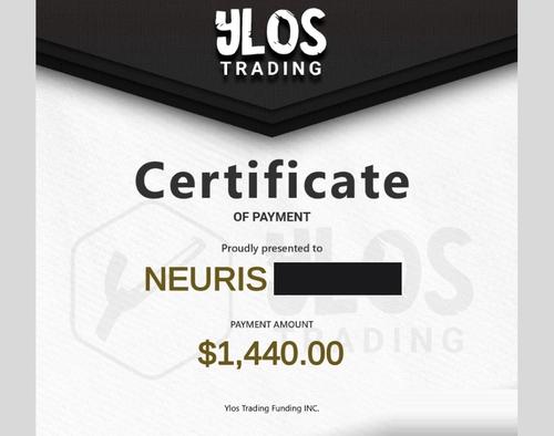 Certificado de saque Ylos Trading — Neuris, US$ 1.440